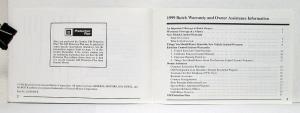 1999 Buick Warranty And Owners Assistance Information Booklet