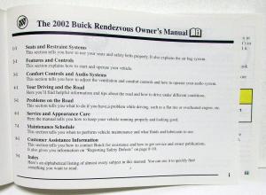 2002 Buick Rendezvous Owners Operators Manual Original