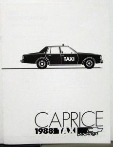 1988 Chevrolet Caprice Dealer Taxi Package Sales Brochure Cab Options Specs