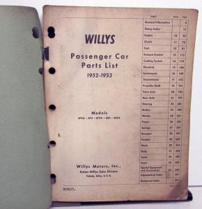 1952-53 Willys Dealer Parts List Book Passenger Car 475A 675 675A 685 685A