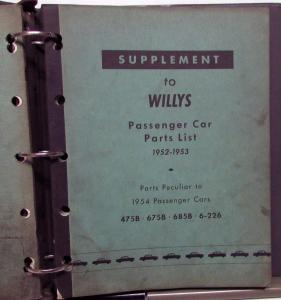 1954-55 Willys Passenger Car Dealer Parts List Book Supplement Set Original