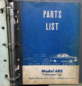 1954-55 Willys Passenger Car Dealer Parts List Book Supplement Set Original