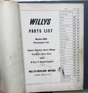 1954-55 Willys Passenger Car Dealer Parts List Book Supplement Set Original