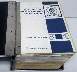 1976-81 Buick Dealer Chassis & Body Parts Book Text & Illustrations W/Binder