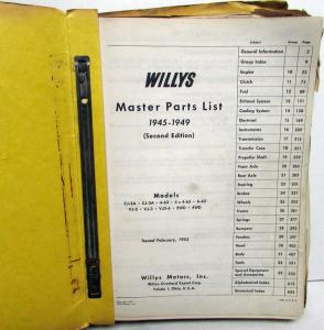 1945-49 Willys Jeep Dealer Master Parts Book CJ-2A CJ-3A 4-63 6-63 VJ-2 VJ-3