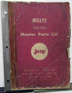 1950-51 Willys Jeep Master Parts Book 4-73 SW SD 6-73 SW 4-73 VJ 6-73 VJ 4-73