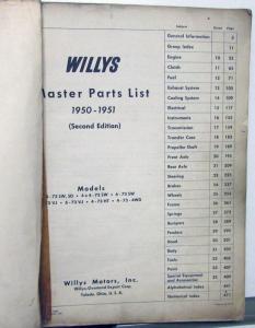 1950-51 Willys Jeep Master Parts Book 4-73 SW SD 6-73 SW 4-73 VJ 6-73 VJ 4-73