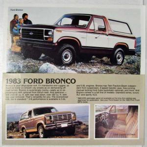 1983 Ford Trucks Sales Mailer Ranger Bronco Club Wagon Econoline Pickup