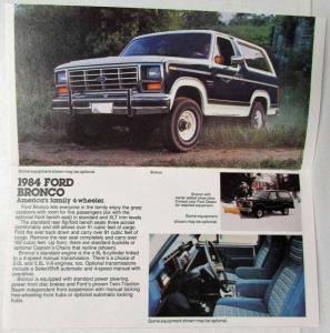 1984 Ford Trucks Sales Mailer Ranger Bronco II Club Wagon Econoline Pickup