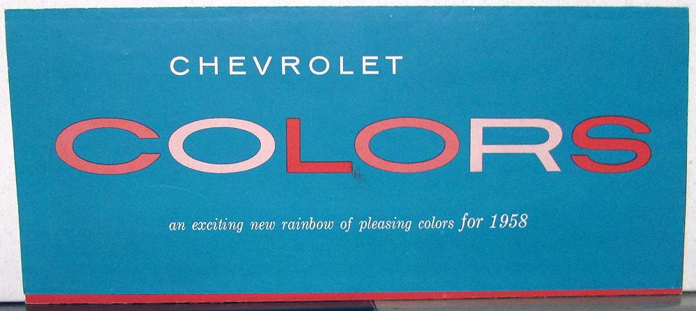 1958 Chevrolet Dealer Sales Brochure Color Options Bel Air Nomad Impala Corvette