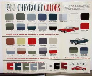 1960 Chevrolet Dealer Brochure Color Options Solid & Two-Tone Impala Corvette