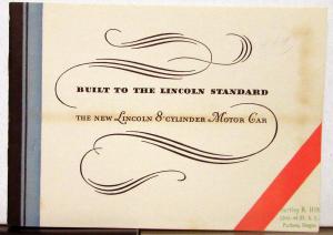 1932 Lincoln Sales Brochure The New 8 cylinder Motor Car With Envelope