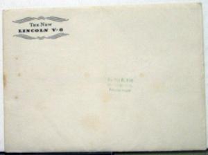 1932 Lincoln Sales Brochure The New 8 cylinder Motor Car With Envelope