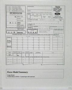 1989 Ford Aerostar Wagon Sales Data Sheets