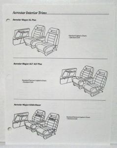 1989 Ford Aerostar Wagon Sales Data Sheets