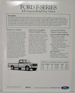 1994 Ford F-Series Pickup Gaseous Bi-Fuel Prep Vehicle Spec Sheet