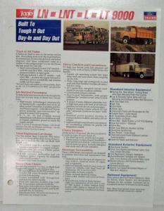 1996 Ford LN LNT L LT 9000 Spec Sheet