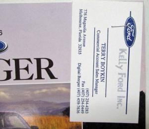 1996 Ford Ranger Sales Brochure with Business Card
