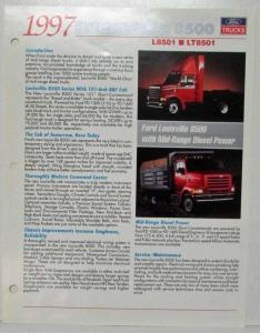 1997 Ford Louisville 8500 L8501 LT8501 Spec Sheet