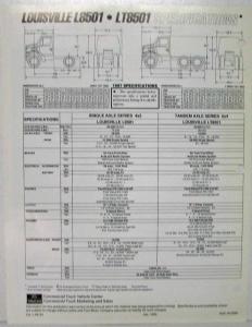 1997 Ford Louisville 8500 L8501 LT8501 Spec Sheet