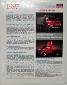 1997 Ford Louisville 9500 L9501 LT9501 Spec Sheet