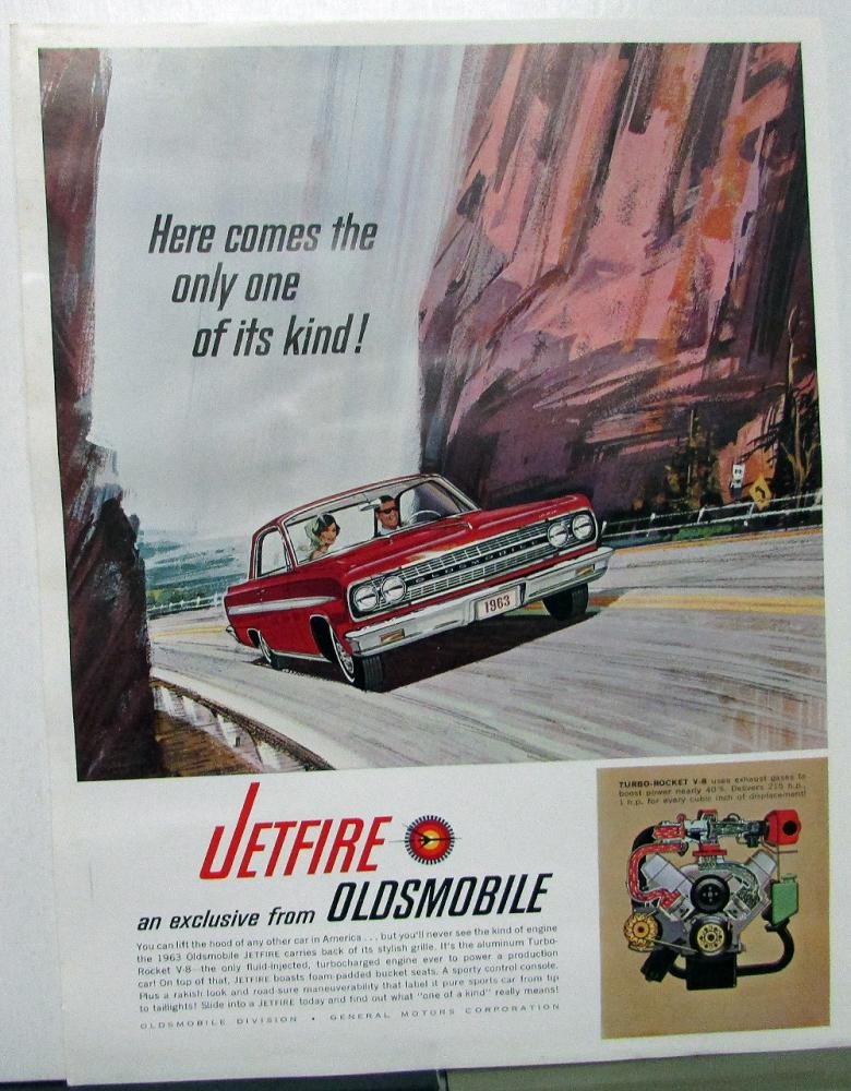 1963 Oldsmobile Jetfire Ad Slick For Magazine Ads Original Turbo-Rocket V8
