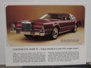 1975 Lincoln Continental Mark IV & Town Coupe Color Sales Folder Original