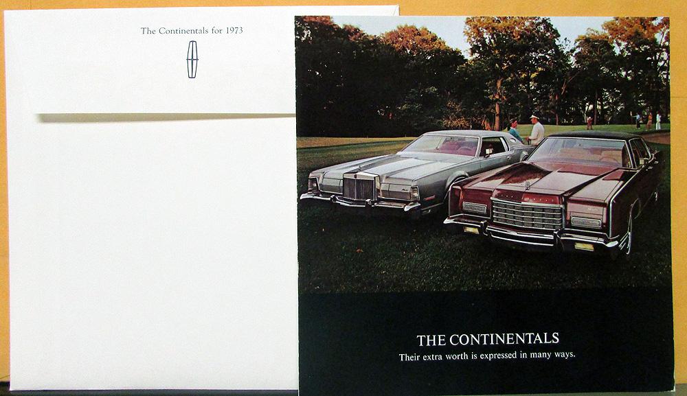 1973 Lincoln Continental Mark IV Color Sales Folder W/ Envelope & Calling Card