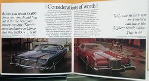 1973 Lincoln Continental Mark IV Color Sales Folder W/ Envelope & Calling Card