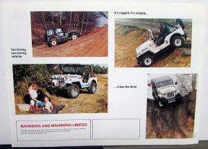 1988 Mahindra 4x4 Series Sales Brochure Utility Vehicle