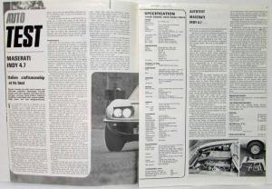 1972 Maserati Indy 4.7 Reprint Auto Test Article Folder from AutoCar Magazine