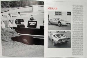 1972 Maserati Merak B&W Article Reprint Folder from Road & Track Magazine
