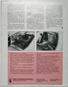 1972 Maserati Merak B&W Article Reprint Folder from Road & Track Magazine