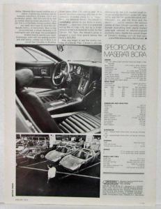 1973 Maserati Bora B&W Article Reprint from Motor Trend Magazine - January