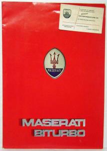 1984-1988 Maserati Biturbo Sales Brochure with Business Card - Red Cover