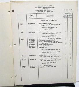 1969 Jeep Dealer Parts List Book Dispatcher 100 Model DJ-5A Mail Delivery
