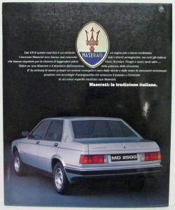 1983 1984 1985 1986 Maserati 425 Prestige Sales Brochure - Italian Text