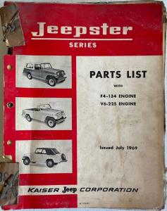 1967-69 Jeep Dealer Parts List Book Jeepster Series With F4-134 & V6-225 Engine