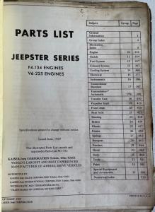 1967-69 Jeep Dealer Parts List Book Jeepster Series With F4-134 & V6-225 Engine