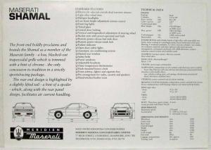1990 1991 1992 1993 1994 1995 Maserati Shamal Spec Sheet - UK Market