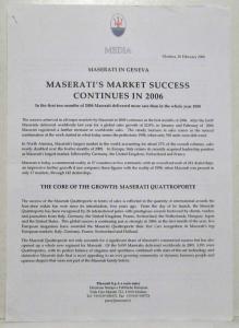 2006 Maserati in Geneva Market Success Media Release - Text Only