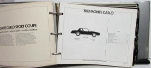 1983-84 Chevrolet Dealer Album Data Book Value Guide Camaro Corvette Monte Carlo