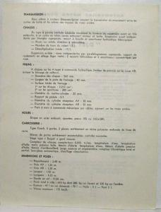 1965-1967 Matra Bonnet DJet V Spec Sheet - French Text