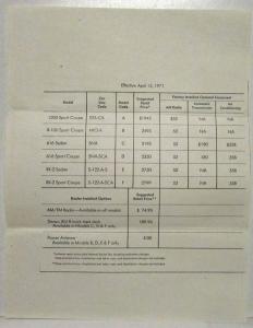 1971 Mazda Price List Effective April 15th