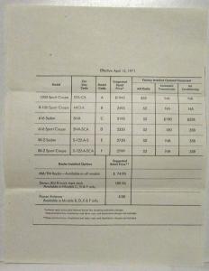 1971 Mazda Price List Effective April 15th