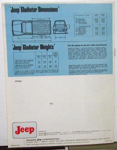 1966 Jeep Gladiator Dealer Sales Brochure 4 Wheel Drive Camper Trucks Original