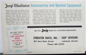 1963 Jeep Gladiator Truck Dealer Sales Brochure Mailer Information Features
