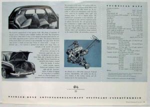 1954 Mercedes-Benz Type 180 Spec Sheet - Printed in Germany