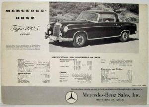 1955 Mercedes-Benz Type 220S Coupe and Convertible Spec Sheet