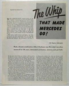 1955 Mercedes-Benz Modern Man Article Reprint - The Whip That Made Mercedes Go